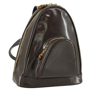 Authentic GUCCI Bamboo Shoulder Bag Enamel Brown Gold 003 3444 0127